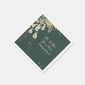 Groene Floral Garland Script Elegant Wedding Servet (Hoek)