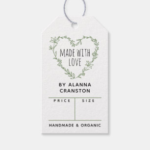 Groene Floral Heart met liefdesprijs Cadeaulabel