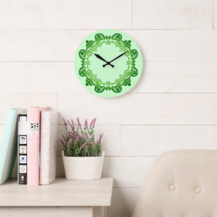 Groene Floral Medallion Wall klok