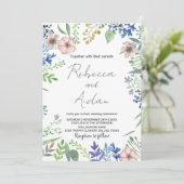 Groene Floral Wedding Invitations Kaart (Staand voorkant)
