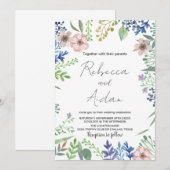 Groene Floral Wedding Invitations Kaart (Voorkant / Achterkant)