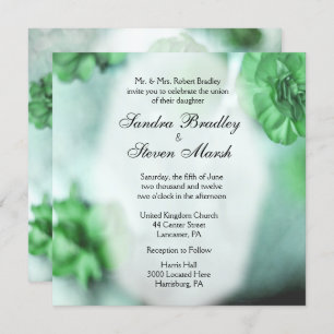 Groene Floral Wedding Invitations Kaart