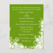 Groene Floral Wedding Invitations Uitnodiging Briefkaart (Voorkant)