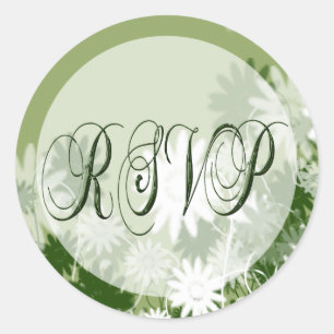 Groene Floral Wedding RSVP-zegel Ronde Sticker
