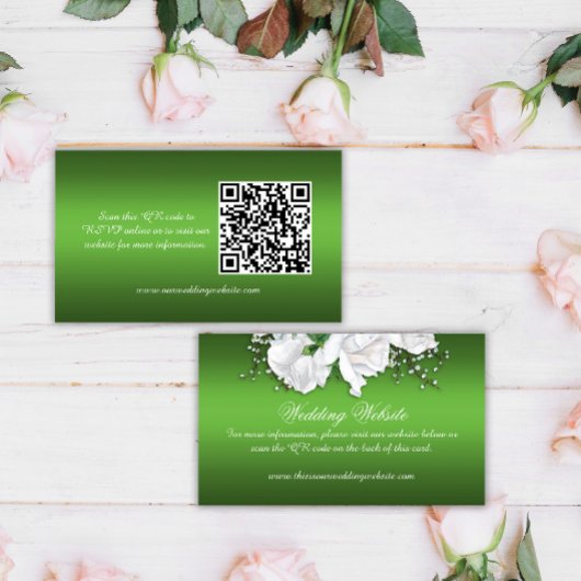 Groene Floral Wedding Website Informatiekaartje