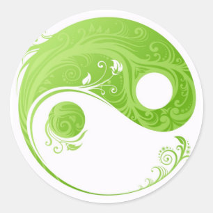 GROENE FLORAL YIN YANG DESIGN RONDE STICKER