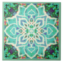 Groene florale mandala Middellandse-Zeeretro