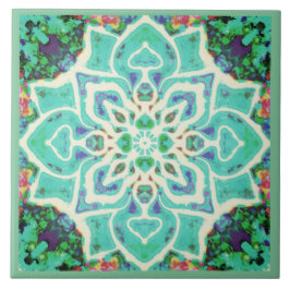 Groene florale mandala Middellandse-Zeeretro Tegeltje