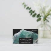 Groene fluoriet kristallen visitekaartje (Staand voorkant)