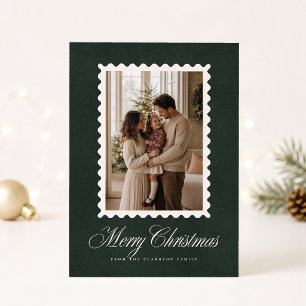 Groene Fluwelen Golfkader Kerst Fotokaart Kaart
