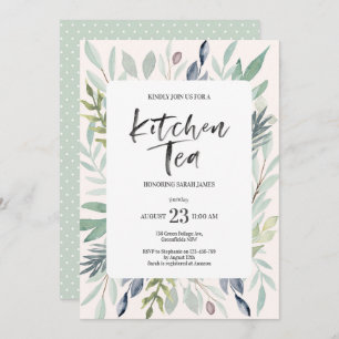 Groene Foliage Kitchen Tea Party Invitation Kaart