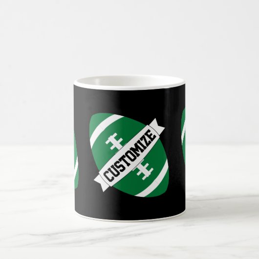 Groene Football Coach/Fan Custom Team Name Sports Koffiemok (Center)