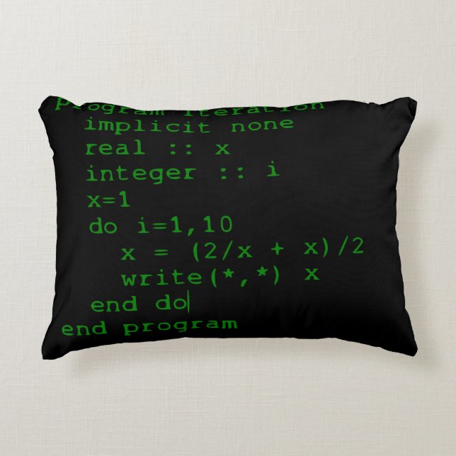 Groene Fortran Code Accent Kussen (Voorkant)