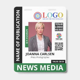 Groene foto & 3 logo QR-code pers-ID Badge