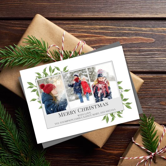 Groene Foto Collage Greenery Vrolijk Kerstfeest Feestdagenkaart