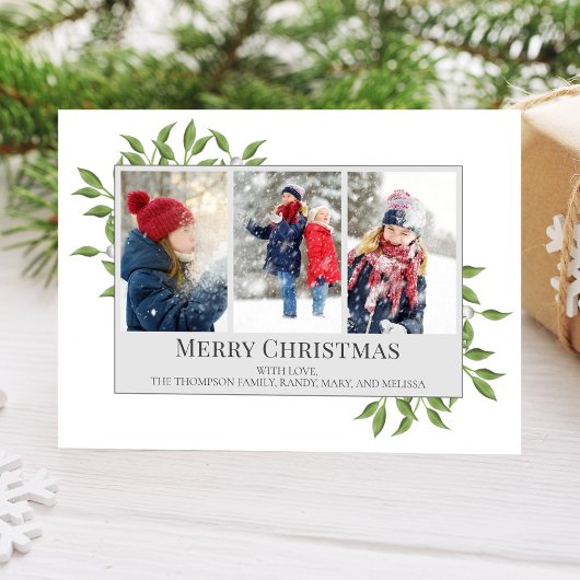 Groene Foto Collage Greenery Vrolijk Kerstfeest Feestdagenkaart
