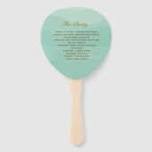 Groene foto huwelijksfeestprogramma handwaaier (Achterkant)