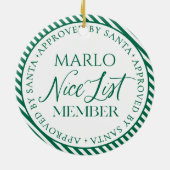 Groene foto Santa's Nice List Lid Kerstmis Keramisch Ornament (Achterkant)