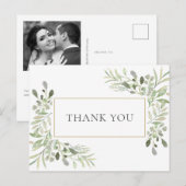 Groene Foto Trouw Dankjewelkaart Briefkaart (Voorkant / Achterkant)