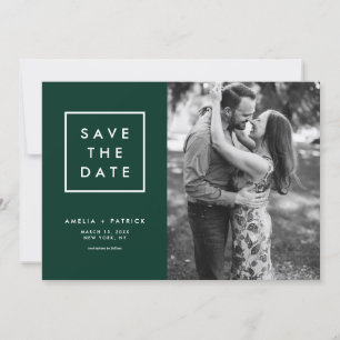 Groene foto van de minimalistische Typografie Save The Date