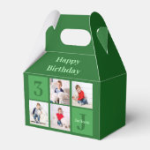 Groene Fotocollage Custom Kids Verjaardagsfeest Bedankdoosjes (Voorkant Zijde)
