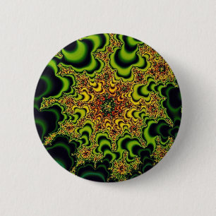 Groene fractal ronde button 5,7 cm
