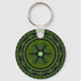 Groene  fractale ronde ornament sleutelhanger