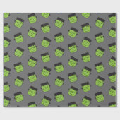 Groene Frankenstein koppatroon Halloween Cadeaupapier (Vlak)