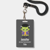 Groene Frankenstein Monster Halloween Badge (Voorzijde met lanyard)