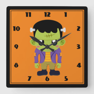 Groene Frankenstein Monster Halloween Square Wall Vierkante Klok