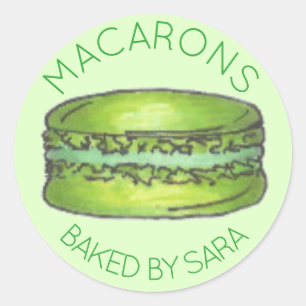 Groene Franse Macaron Cookie met een foto van Home Ronde Sticker