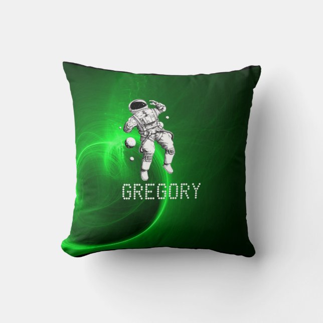 Groene Galaxy Ruimtevaarder Gepersonaliseerd Kussen (Voorkant)