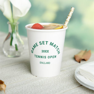 Groene Game Set Match Crest Tennis Toernooi Papieren Bekers
