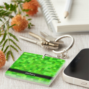 Groene gamerpixels Acrylische Sleutelhanger