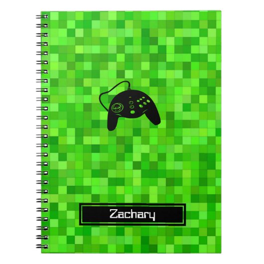 Groene gamerpixels | Gepersonaliseerd Notitieboek  (Voorkant)