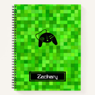Groene gamerpixels  Gepersonaliseerd spiraal Notitieboek