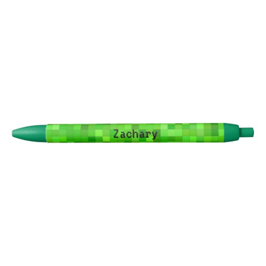 Groene gamerpixels | Gepersonaliseerd Zwarte Inkt Pen (Voorkant)