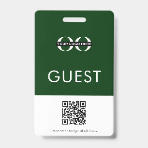 Groene gastbadge met aangepaste Logo- en QR-code Badge