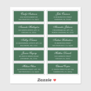Groene gastnamen adres. Bruiloft verzendlabels Sticker