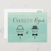 Groene Gay Bruiloft Save The Date Aankondigingskaart (Voorkant / Achterkant)