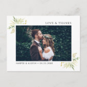 Groene gebladerte botanische bruiloft foto dank u briefkaart (Voorkant)