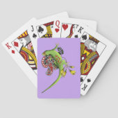 Groene Gecko Tribal Paarse Pokerkaarten (Achterkant)