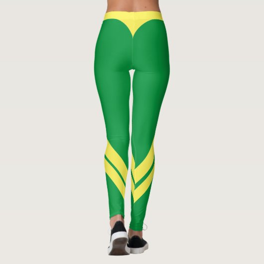 Groene Geel en Witte Moderne Digitale Leggings (Achterkant)