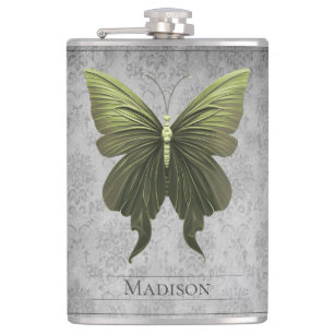 Groene gejuwelde vlinderfles heupfles