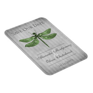 Groene Gejuweldede Libel Save the Date Magneet