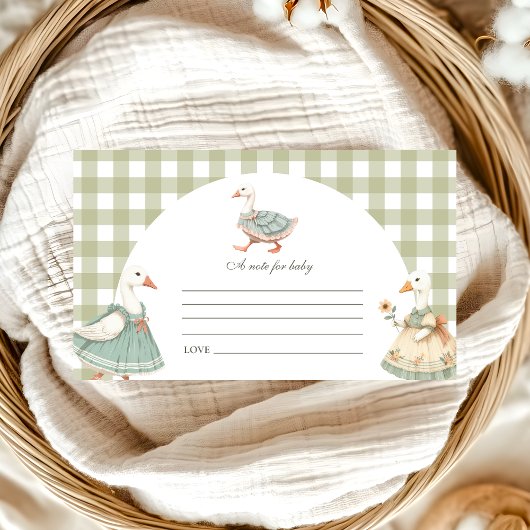 Groene Gekke Gans Baby Show Note voor Baby Informatiekaartje