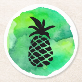 Groene Gele Ananas Ronde Kartonnen Onderzetter