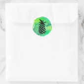 Groene gele ananas ronde sticker (Tas)