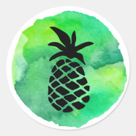 Groene gele ananas ronde sticker
