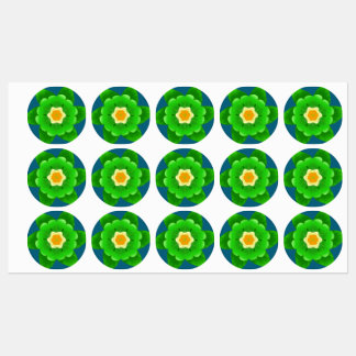 Groene & Gele bloem van Black Lion Creations Labels